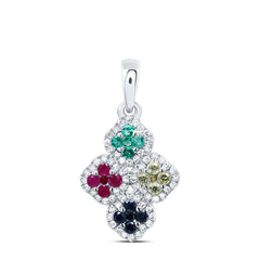 1/6CTW-DIA P1 GIFT 1/4CTW NAT-GEM MULTI CLR CLOVER PENDANT