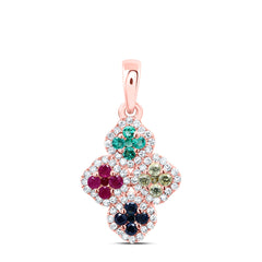 1/6CTW-DIA P1 GIFT 1/4CTW NAT-GEM MULTI CLR CLOVER PENDANT
