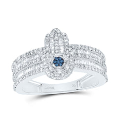 1 CTW-DIA NK FASHION BLUE-DIA HAMSA RING