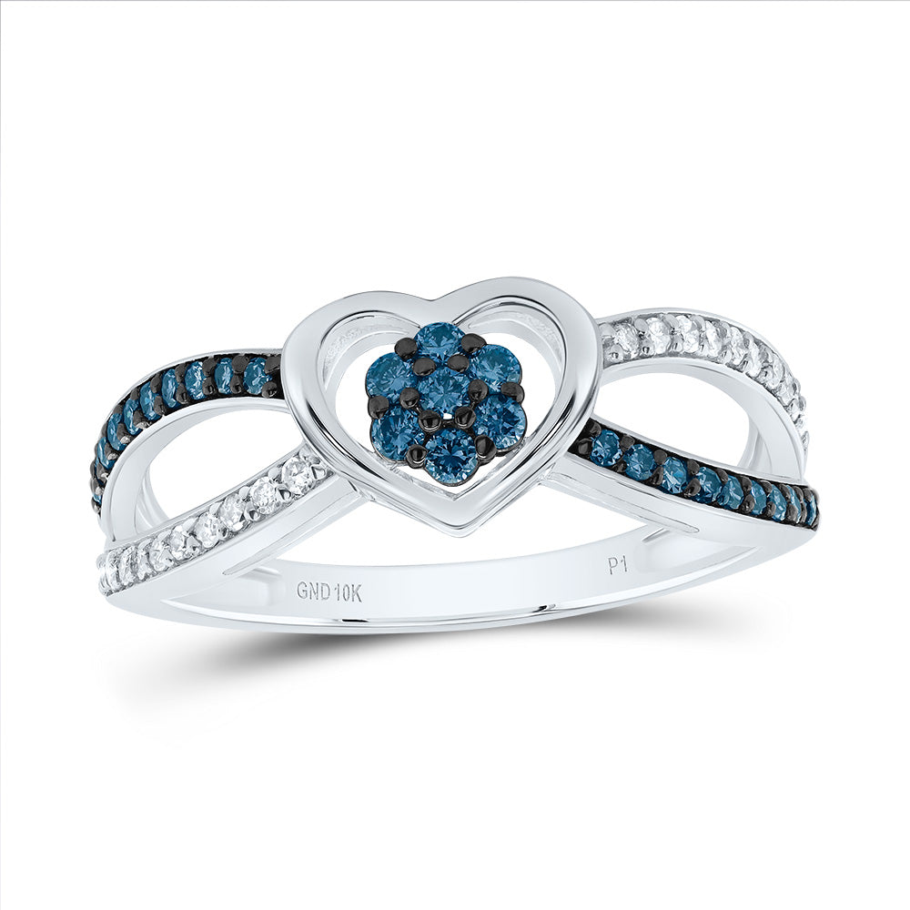 1/3CTW-DIA P1 GIFT BLUE DIAMOND HEART RING
