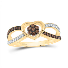 1/3CTW-DIA P1 GIFT COGNAC NATURAL  DIAMOND HEART RING