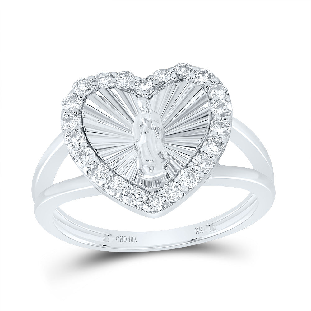 1/2CTW-DIA NK VIRGIN MOTHER MARY HEART LADIES RING