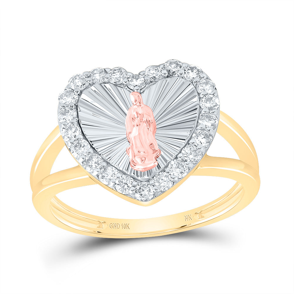 1/2CTW-DIA NK VIRGIN MOTHER MARY HEART LADIES RING