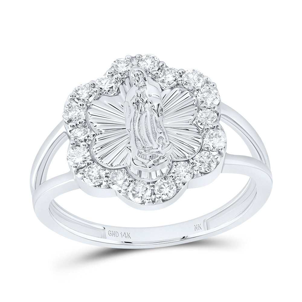 1/2CTW-DIA NK FASHION VIRGIN MOTHER MARY FLOWER LADIES RING