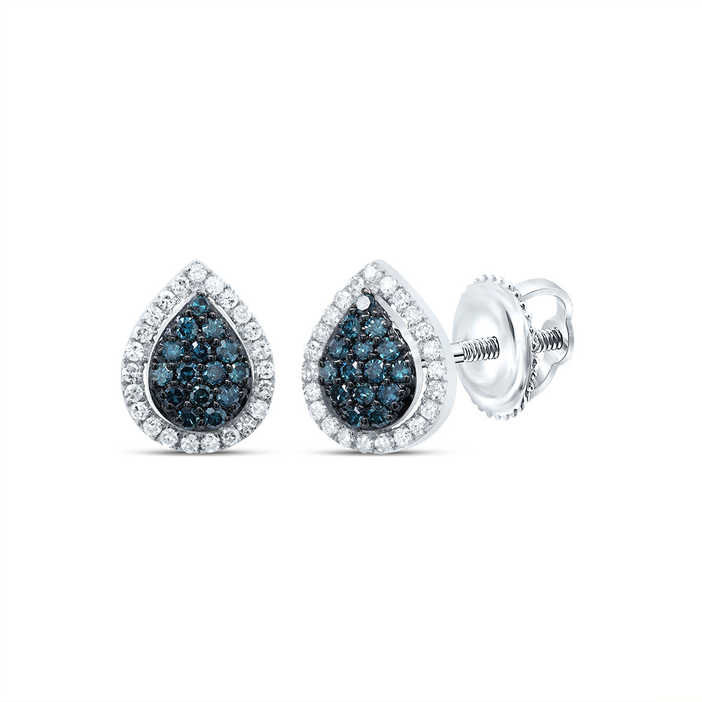 1/4CTW-DIA P1 GIFT BLUE DIAMOND PEAR STUD EARRING