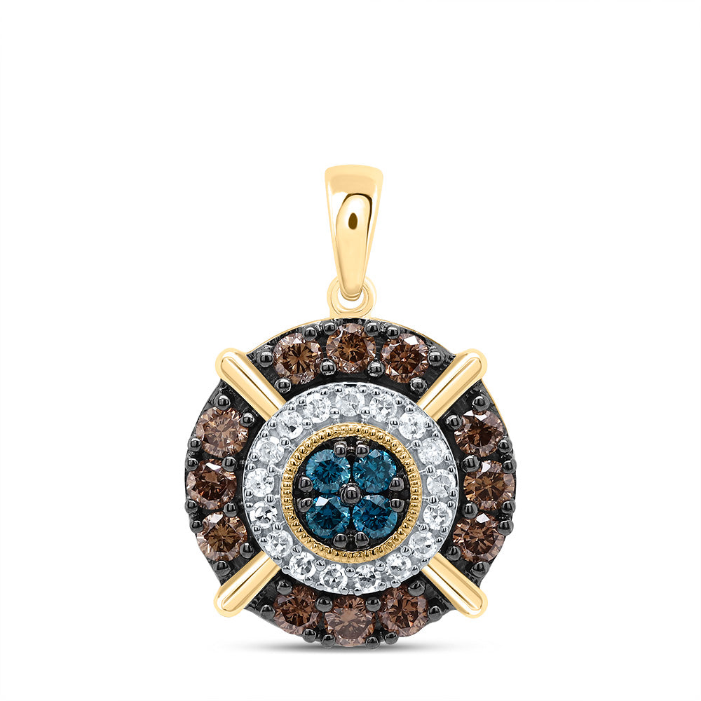 5/8CTW-DIA P1 GIFT COGNAC NATURAL, BLUE-DIA ROUND PENDANT