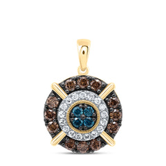 5/8CTW-DIA P1 GIFT COGNAC NATURAL, BLUE-DIA ROUND PENDANT