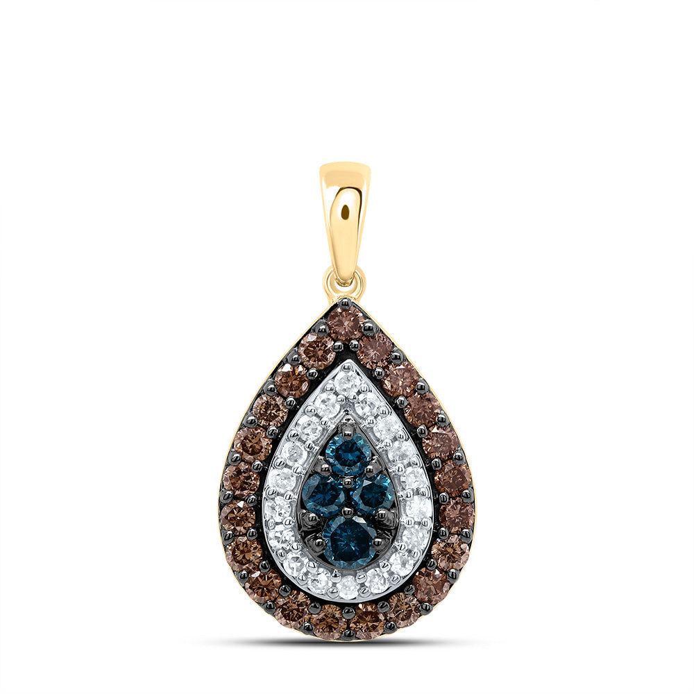 5/8CTW-DIA P1 GIFT COGNAC NATURAL, BLUE-DIA PEAR PENDANT