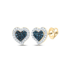 1/4CTW-DIA P1 GIFT BLUE DIAMOND HEART STUD EARRING