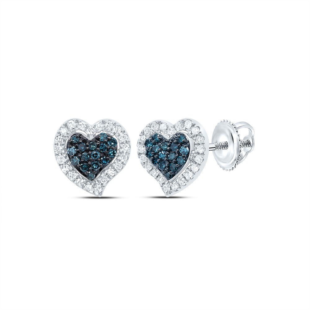 1/4CTW-DIA P1 GIFT BLUE DIAMOND HEART STUD EARRING