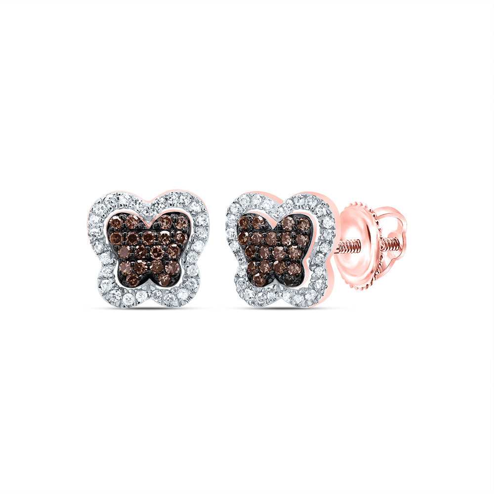 1/3CTW-DIA P1 GIFT COGNAC NATURAL DIAMOND BUTTERFLY STUD EARRING