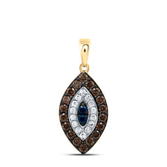 10K Yellow Gold 1/2 CTW-Natural Diamond Gift Cognac Natural, Blue-Natural Diamondmarquise Pendant 1.46 Gram