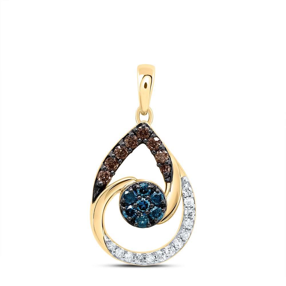 1/3CTW-DIA P1 GIFT COGNAC NATURAL, BLUE-DIA PEAR PENDANT