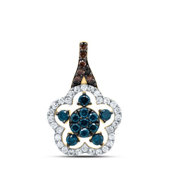1/2CTW-DIA P1 GIFT COGNAC NATURAL, BLUE-DIA FLOWER PENDANT