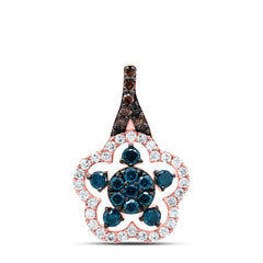 1/2CTW-DIA P1 GIFT COGNAC NATURAL, BLUE-DIA FLOWER PENDANT