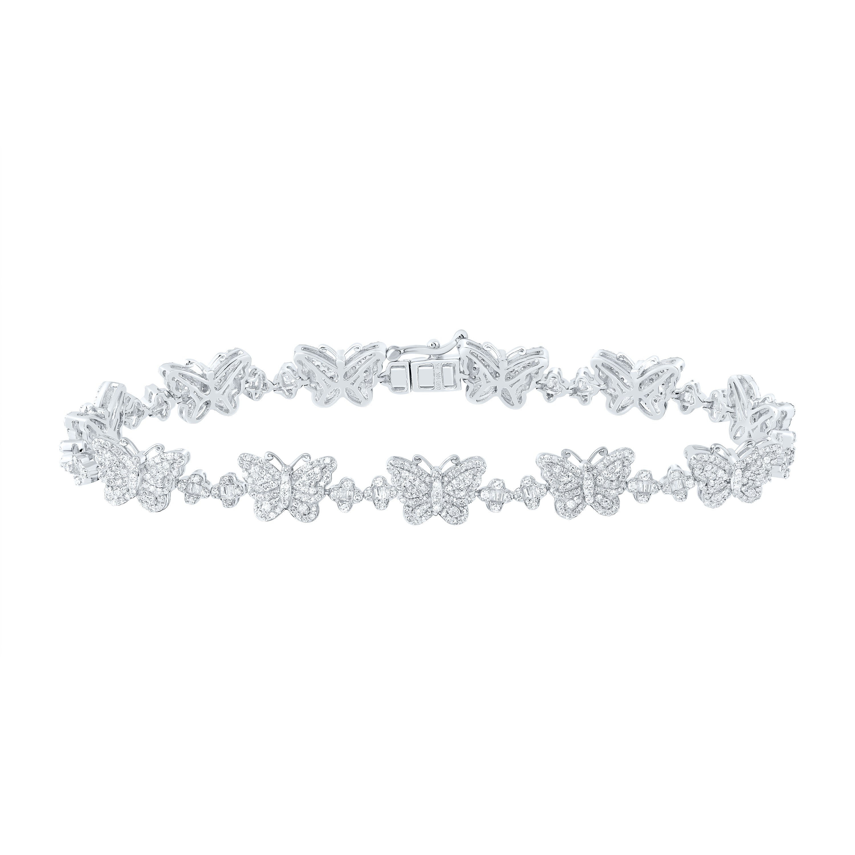 2CTW-DIA NK CLOVER BUTTERFLY LADIES BRACELET (7 INCH)