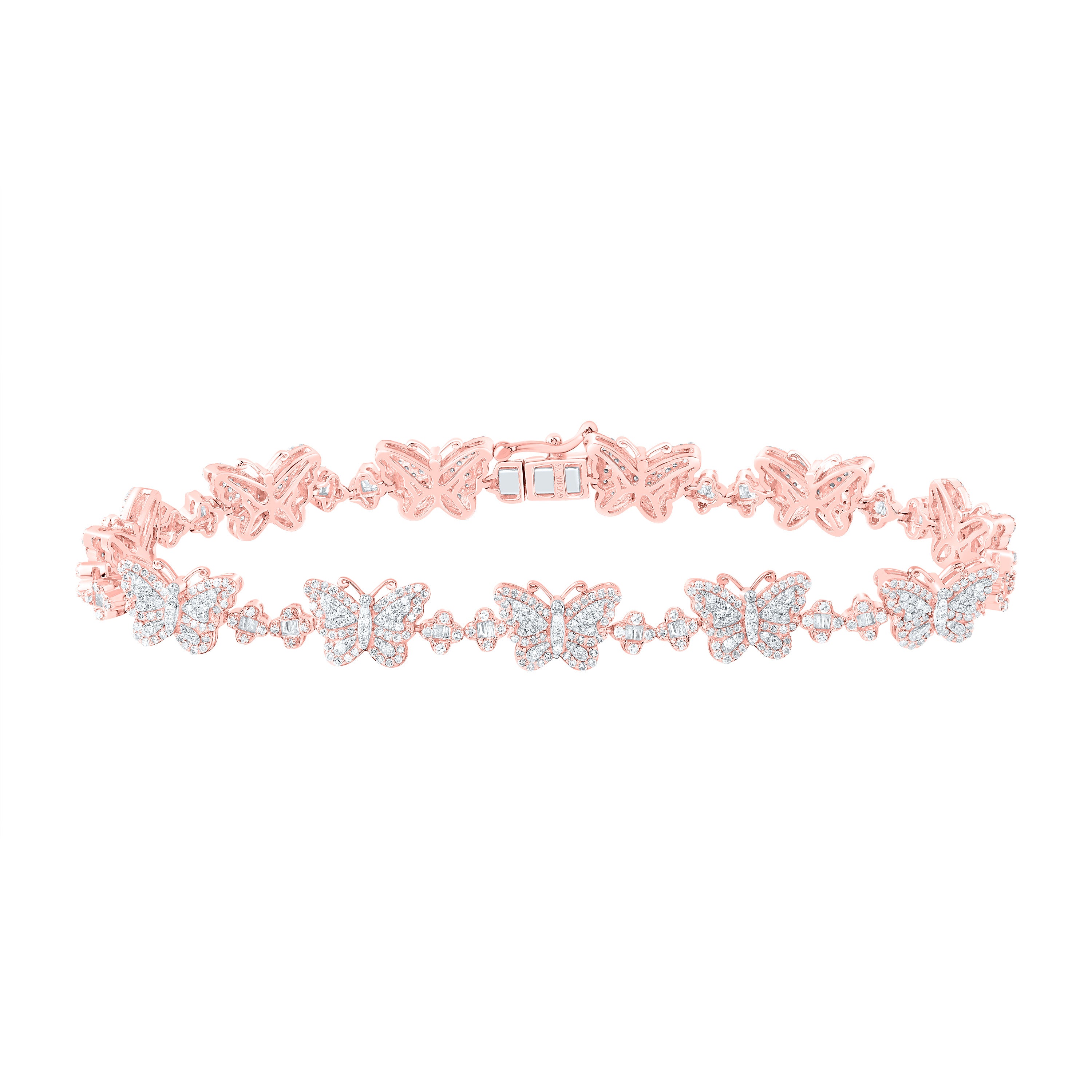 2CTW-DIA NK CLOVER BUTTERFLY LADIES BRACELET (7 INCH)