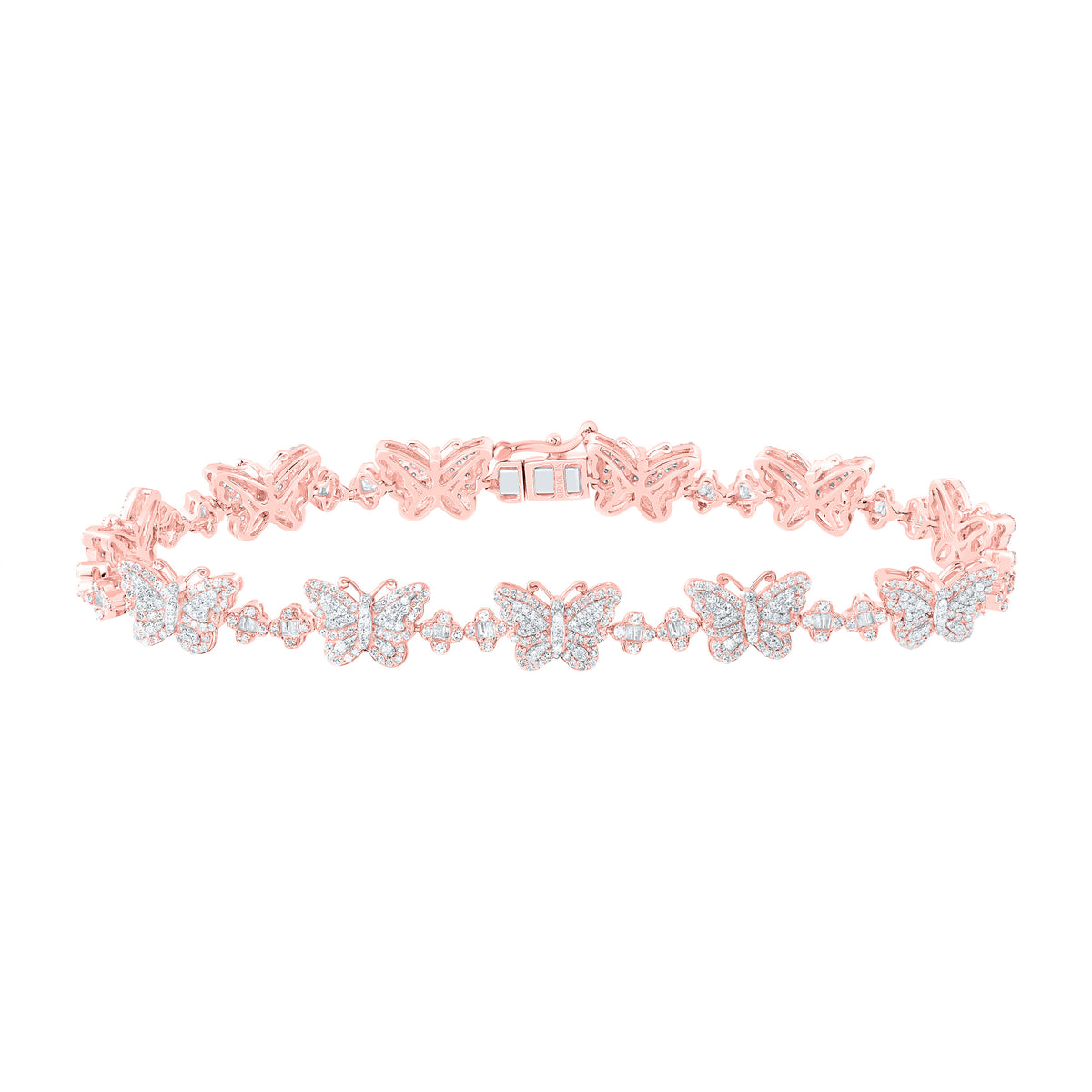 2CTW-DIA NK CLOVER BUTTERFLY LADIES BRACELET (7 INCH)