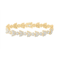 10K Yellow Gold 2 7/8 CTW-Natural Diamond Clover Butterfly Ladies Bracelet (7 Inch ) 13.96 Gram