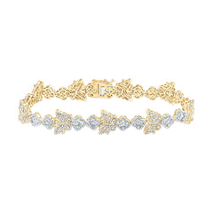 10K Yellow Gold 3 CTW-Natural Diamond Clover Butterfly Ladies Bracelet (7 Inch ) 11.52 Gram