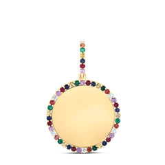 1/5CTW-DIA CN 1 5/8CTW RD-NAT GEM MULTI CLR SAPPHIRE MEMORY ROUND PENDANT