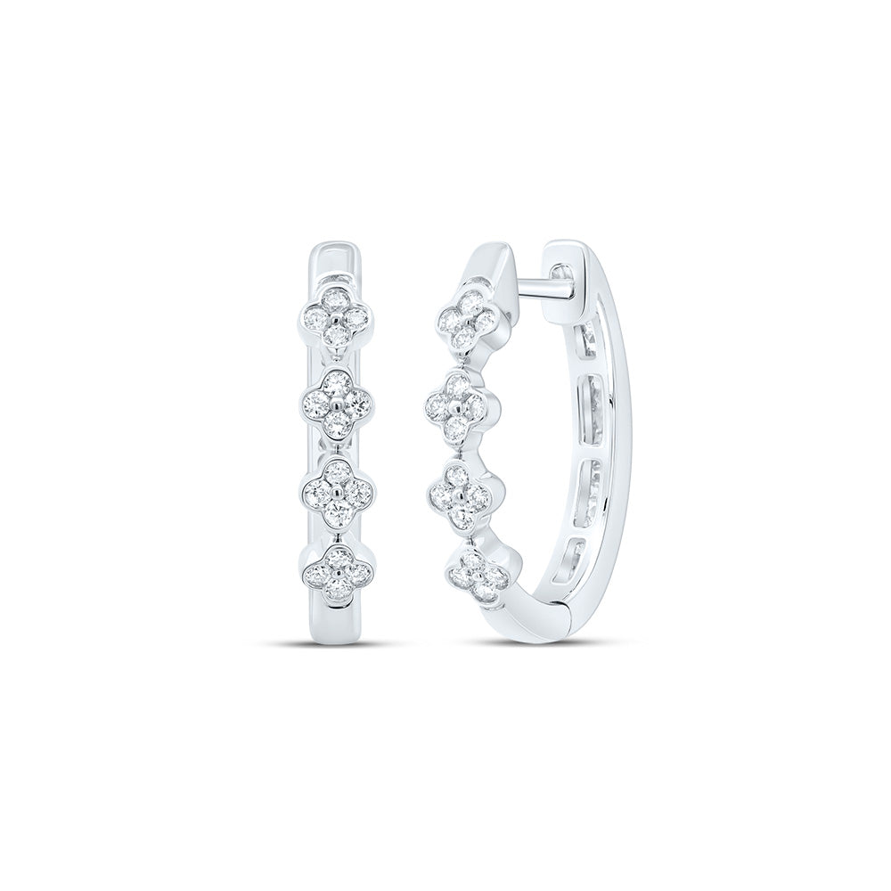 3/8CTW-DIA CN FASHION CLOVER HOOP EARRING