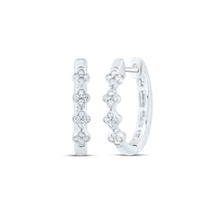 3/8CTW-DIA CN FASHION CLOVER HOOP EARRING