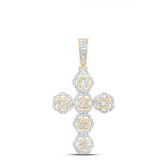 7/8CTW-DIA NK FASHION FLOWER CROSS PENDANT