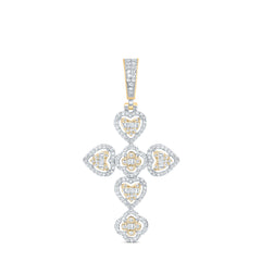 3/4CTW-DIA NK FASHION CLOVER HEART CROSS PENDANT