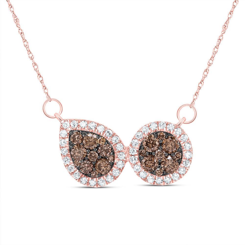 3/4CTW-DIA CN COGNAC NATURAL DIAMOND PEAR-ROUND NECKLACE(18 INCH)
