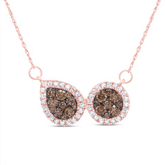 3/4CTW-DIA CN COGNAC NATURAL DIAMOND PEAR-ROUND NECKLACE(18 INCH)