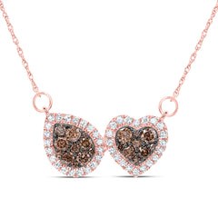 5/8CTW-DIA CN COGNAC NATURAL DIAMOND HEART-PEAR NECKLACE(18 INCH)
