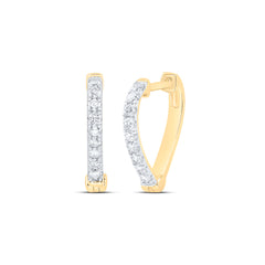 10K Yellow Gold 1/4 CTW-Natural Diamond Fashion Heart Hoops Earring 1.12 Gram