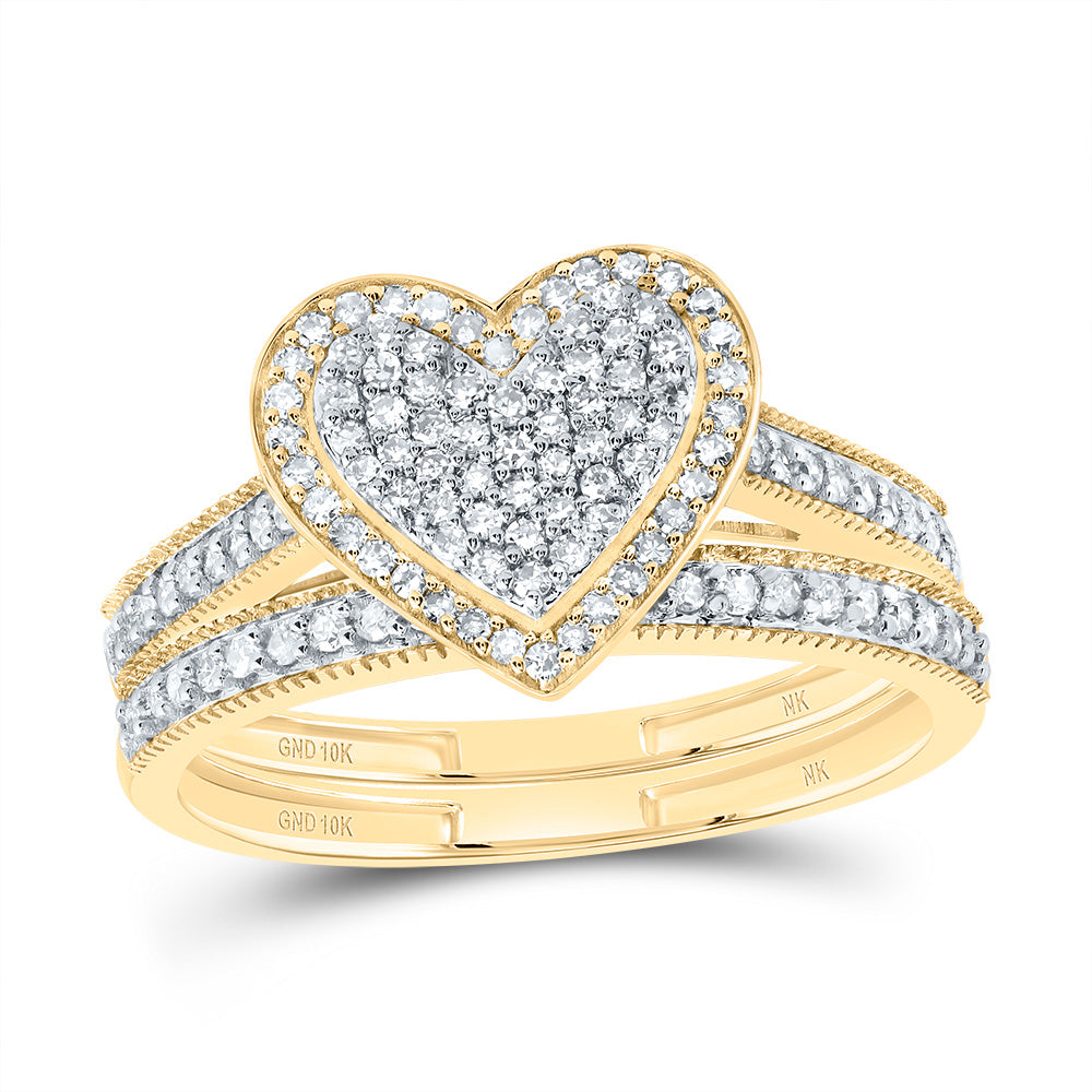 3/8CTW-DIA NK FASHION HEART BRIDAL SET