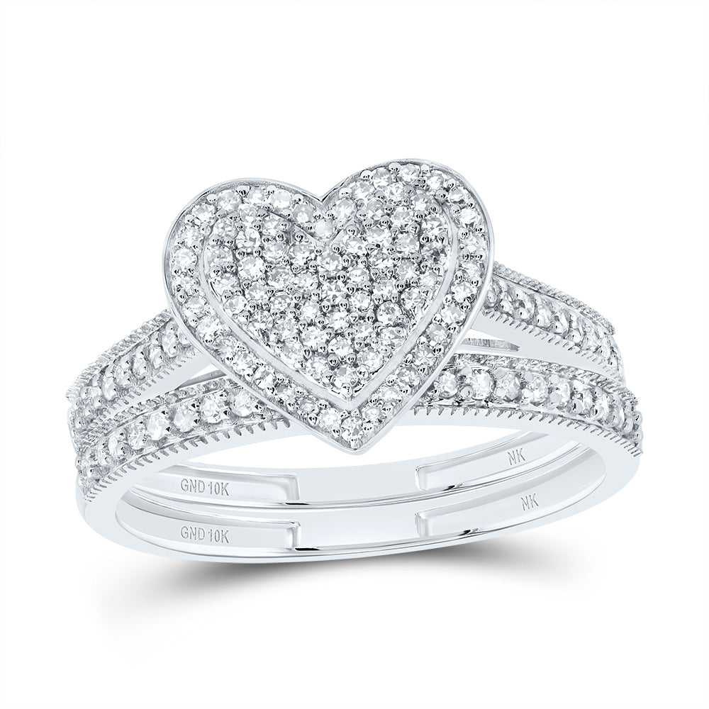 3/8CTW-DIA NK FASHION HEART BRIDAL SET