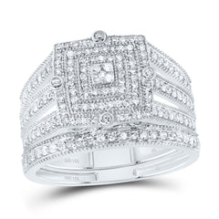 1/2CTW-DIA NK SQUARE DOUBLE HALO BRIDAL SET