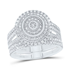 14K White Gold 5/8 CTW-Natural Diamond Round Double Halo Bridal Set 4.09 Gram