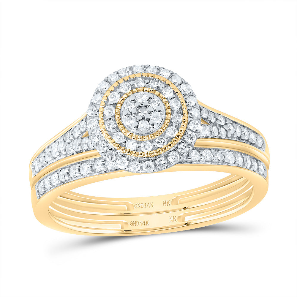 3/8CTW-DIA NK ROUND DOUBLE HALO BRIDAL SET