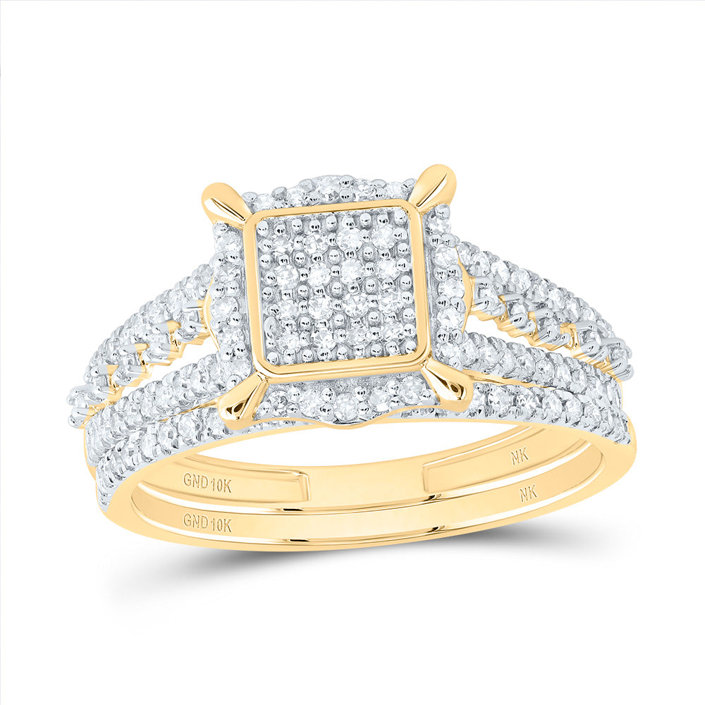 3/8CTW-DIA NK FASHION SQUARE BRIDAL SET
