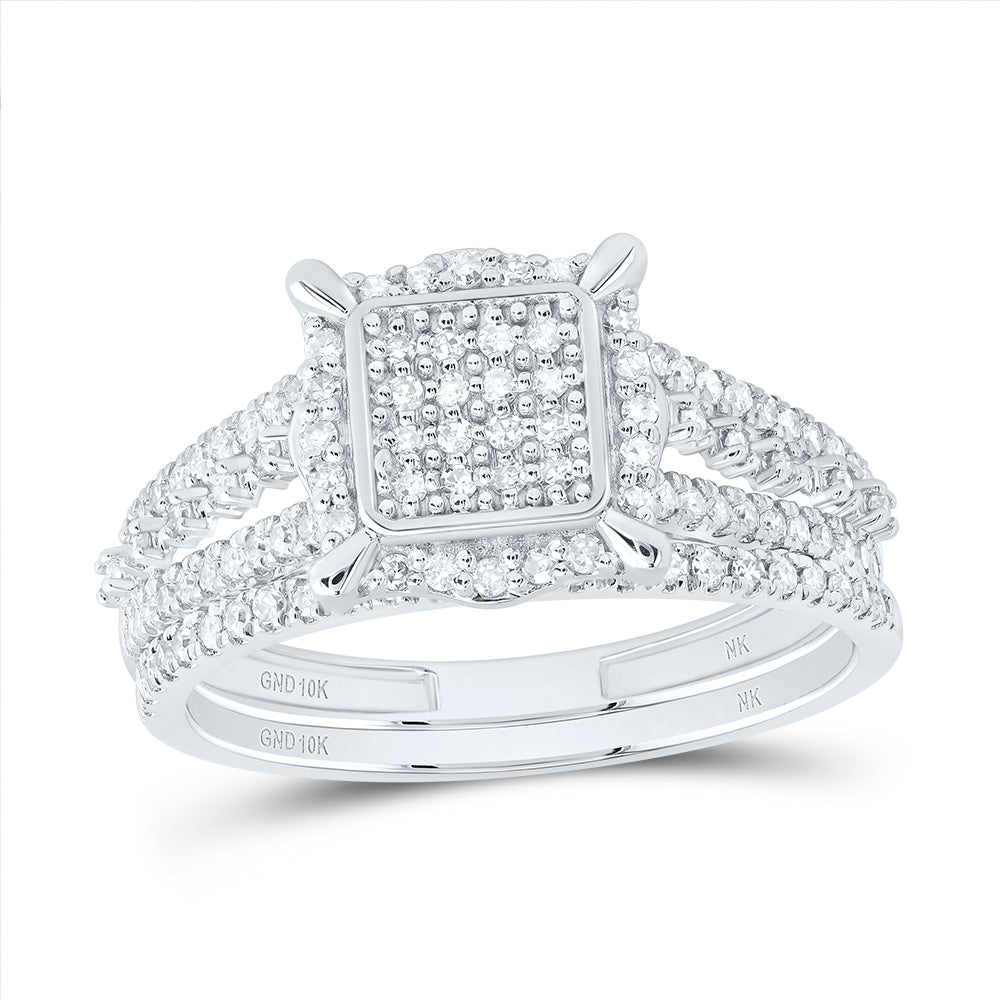 3/8CTW-DIA NK FASHION SQUARE BRIDAL SET