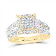 14K Yellow Gold 3/8 CTW-Natural Diamond Fashion Square Bridal Set 2.52 Gram