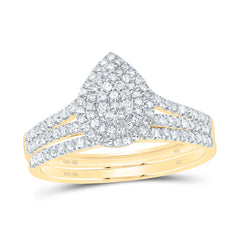 3/8CTW-DIA NK PEAR DOUBLE HALO BRIDAL SET