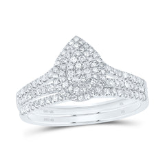 3/8CTW-DIA NK PEAR DOUBLE HALO BRIDAL SET