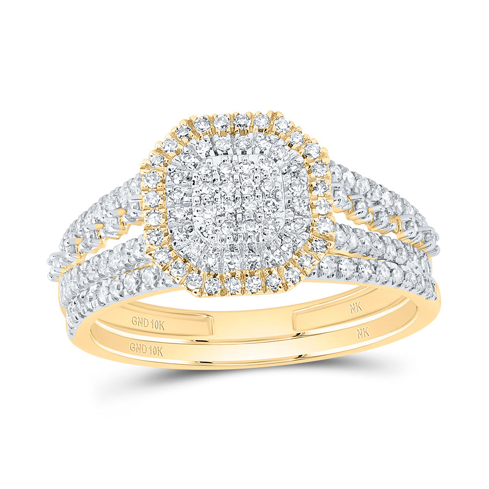 1/2CTW-DIA NK OCTAGON DOUBLE HALO BRIDAL SET