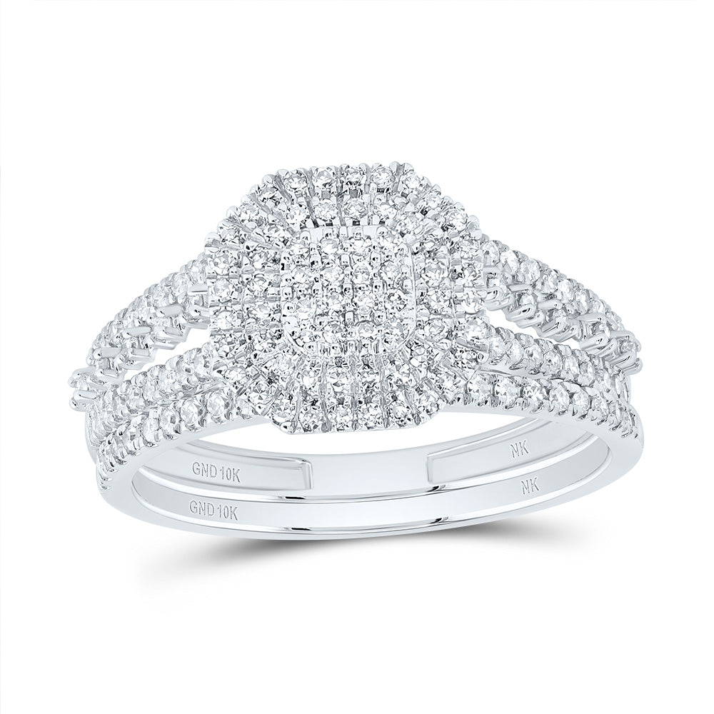 1/2CTW-DIA NK OCTAGON DOUBLE HALO BRIDAL SET