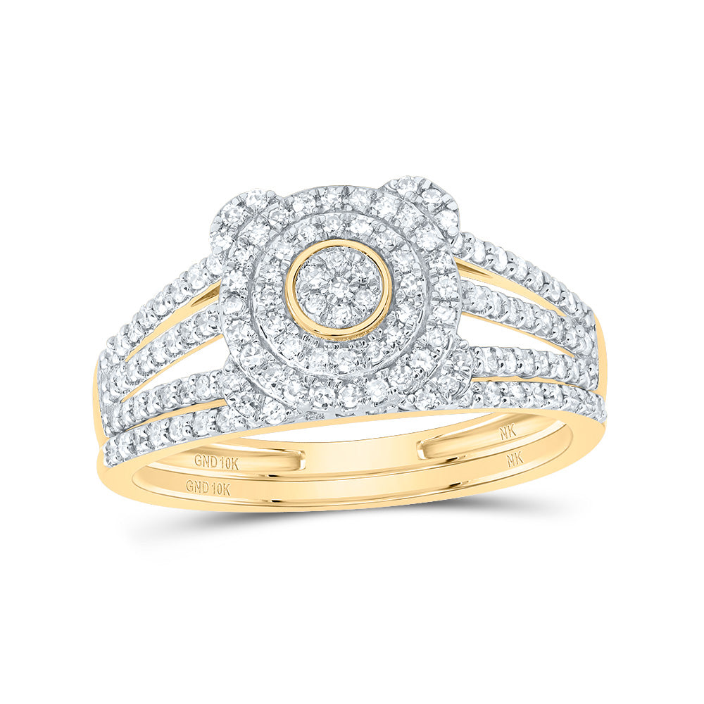 1/2CTW-DIA NK ROUND DOUBLE HALO BRIDAL SET