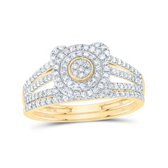 1/2CTW-DIA NK ROUND DOUBLE HALO BRIDAL SET