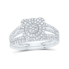 1/2CTW-DIA NK ROUND DOUBLE HALO BRIDAL SET