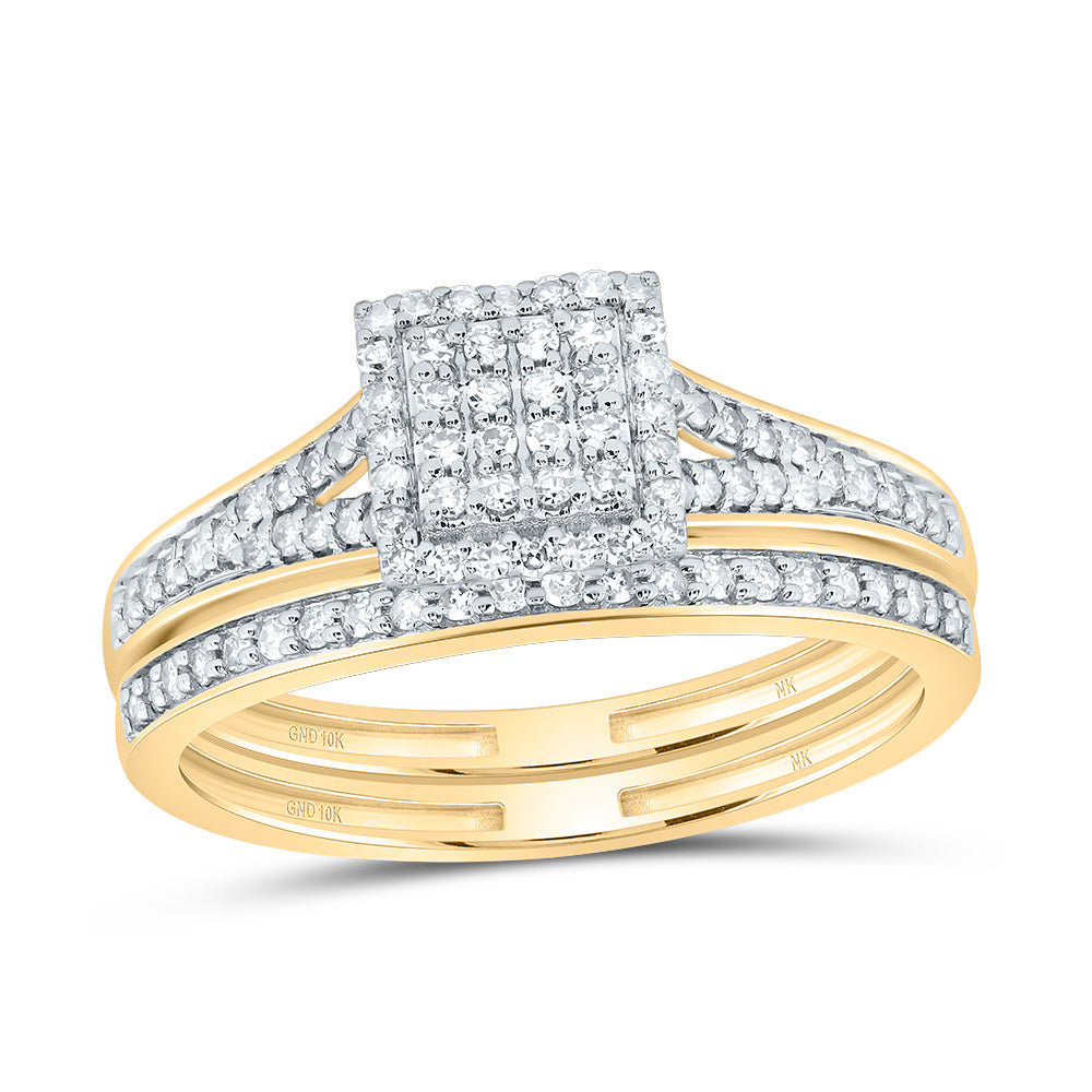 3/8CTW-DIA NK FASHION SQUARE BRIDAL SET