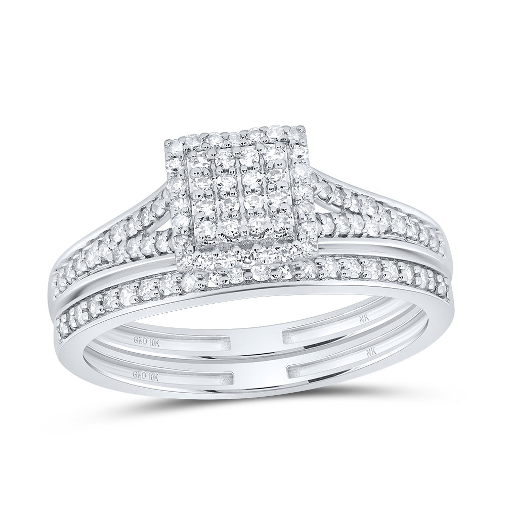 3/8CTW-DIA NK FASHION SQUARE BRIDAL SET
